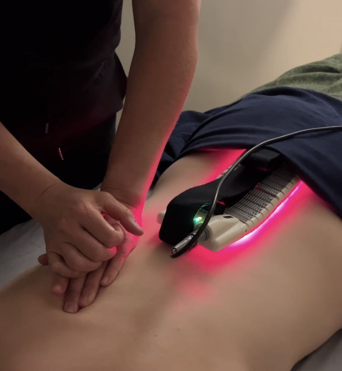 Laser therapy session setup